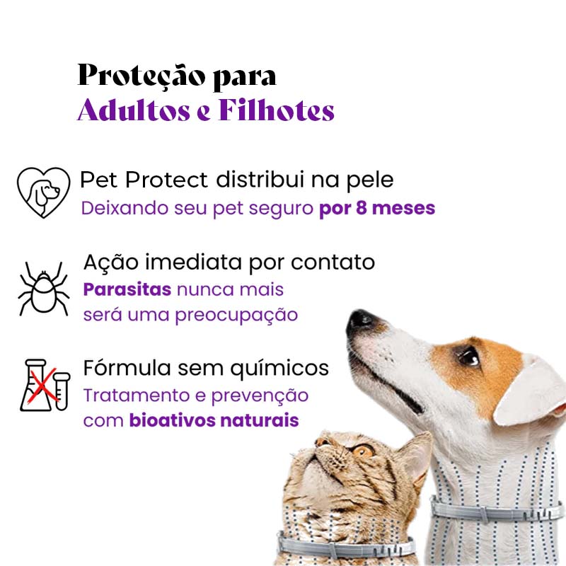 PetProtect - Colar Anti Pulgas e Carrapatos Que Protege Seu Pet Por Até 8 Meses [Compre 1 Leve 2]